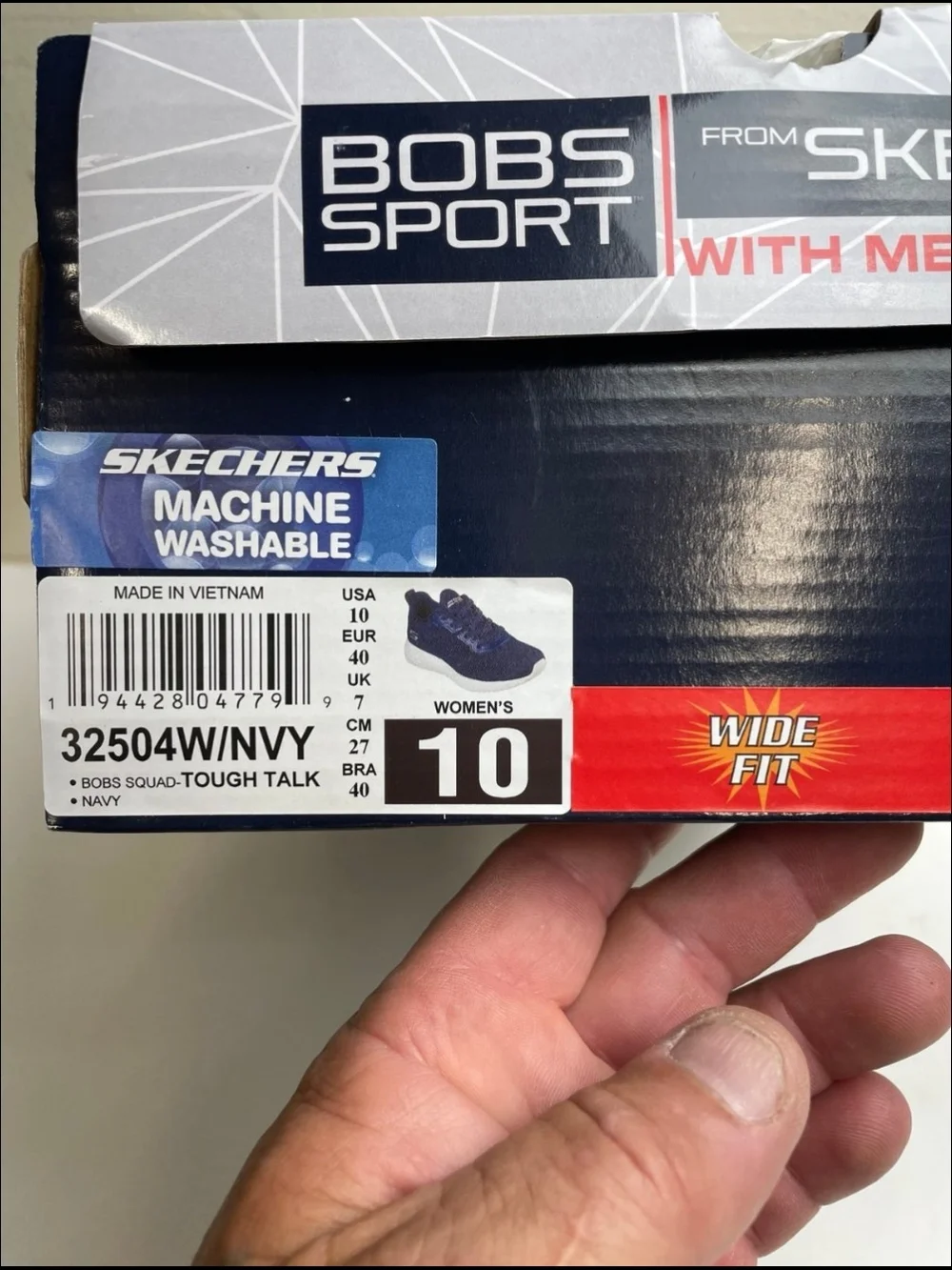Skechers Bobs Sport Navy Knit Slip-On Athletic Sneakers Wide Fit with White Sole